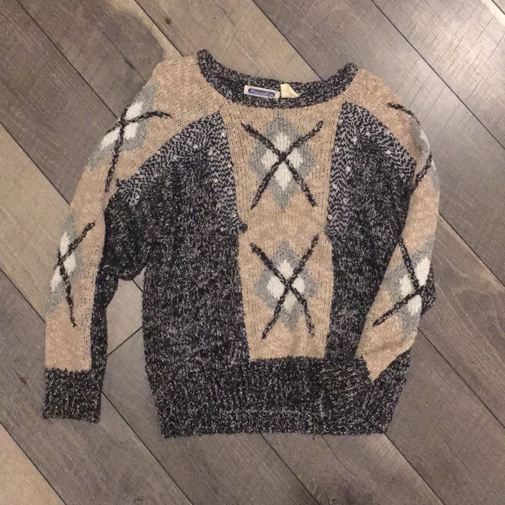 Vintage MARIEA KIM 80s Chunky Patchwork Sweater